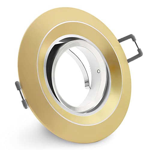 CONCEPTRUN LED Einbaustrahler rund schwenkbar Gold Messing Optik Einbauleuchte Strahler 68mm-95mm Einbaudurchmesser inkl. Fassung GU10 230V (Modell: RD41) von CONCEPTRUN