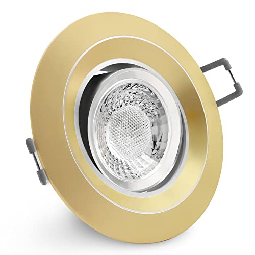 CONCEPTRUN LED Einbaustrahler rund schwenkbar Gold Messing Optik Einbauleuchte Strahler 68mm-95mm Einbaudurchmesser inkl. Fassung und Leuchtmittel dimmbar warmweiß GU10 230V (Modell: RD41) von CONCEPTRUN