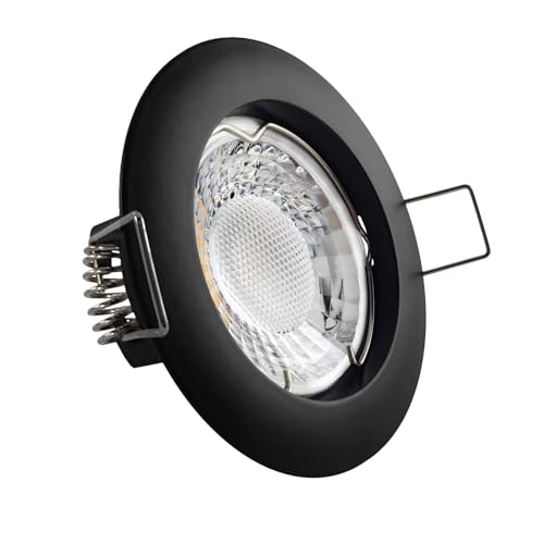 CONCEPTRUN LED Einbaustrahler schwarz | rund | Lochmaß Ø 60mm - 70mm | geringe Einbautiefe 35mm | Anschlussfertig Farbe 5W LED Modul flach warmweiß COB 230V von CONCEPTRUN