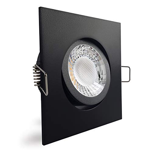 Conceptrun LED Einbaustrahler quad schwenkbar schwarz Einbauleuchte Deckeneinbaustrahler Strahler 68mm-75mm Einbaudurchmesser inkl. Fassung und Leuchtmittel dimmbar warmweiß GU10 230V (Modell: QD70) von CONCEPTRUN