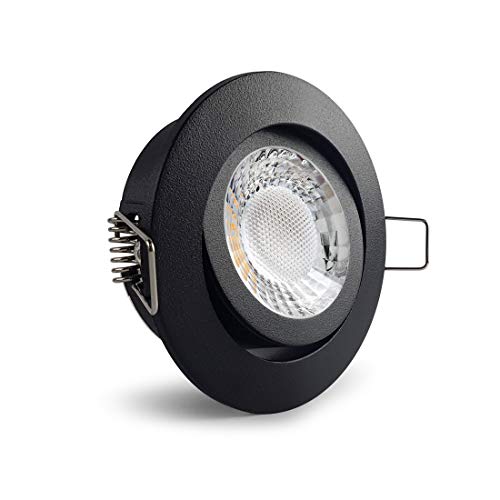 Conceptrun LED Einbaustrahler schwenkbar rund schwarz Aluminium Downlight mit flachem LED Modul für eine geringe Einbautiefe 25mm Deckenspot 230V dimmbar warmweiß von www.conceptrun.de