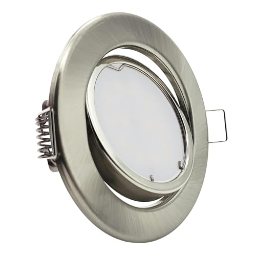 LED Einbaustrahler Edelstahl gebürstet | rund | 360° schwenkbar | Lochmaß Ø 68mm - 80mm | Einbautiefe 64mm | Anschlussfertig mit GU10 230V Fassung Farbe 5W LED warmweiß GU10 230V LED Einbaustrahler Edelstahl gebürstet | rund | 360° schwenkbar | Lochmaß Ø 68mm - 80mm | Einbautiefe 64mm | Anschlussfertig mit GU10 230V Fassung Farbe 5W LED warmweiß GU10 230V von CONCEPTRUN