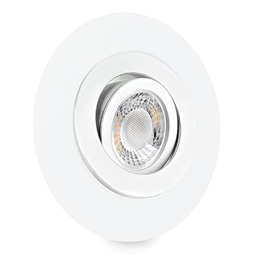 LED Einbaustrahler flach für große Lochausschnitte für einen Einbaudurchmesser von 68mm-135mm geeignet mit geringer Einbautiefe 25mm Einbauleuchte schwenkbar weiß DSK5 neutralweiß 230V von CONCEPTRUN