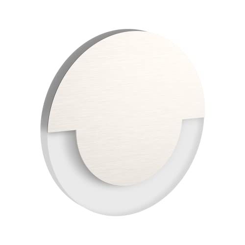 LED Treppenlicht | warmweiß 3000K | Unterputz Treppenbeleuchtung | indirekte Beleuchtung | rund | Stufenleuchte Edelstahl gebürstet | Wandeinbauleuchte 12V von CONCEPTRUN