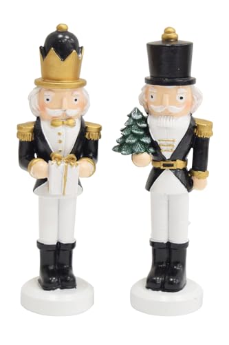 CONCORD HOME & INTERIOR 2 x Nussknacker Dekofigur | schwarz weiß | Weihnachtsfigur Figur Advent | 15,5 cm von CONCORD HOME & INTERIOR