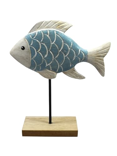 CONCORD HOME & INTERIOR Aufsteller Fisch blau | maritim Deko | Dekofigur Holzdekoration | 23x27 cm von CONCORD HOME & INTERIOR