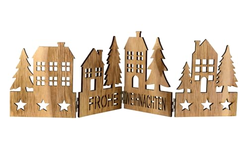 CONCORD HOME & INTERIOR Häuserreihe mit Tannen | Frohe Weihnachten | Häuserzeile Aufsteller klappbar | 44 cm von CONCORD HOME & INTERIOR