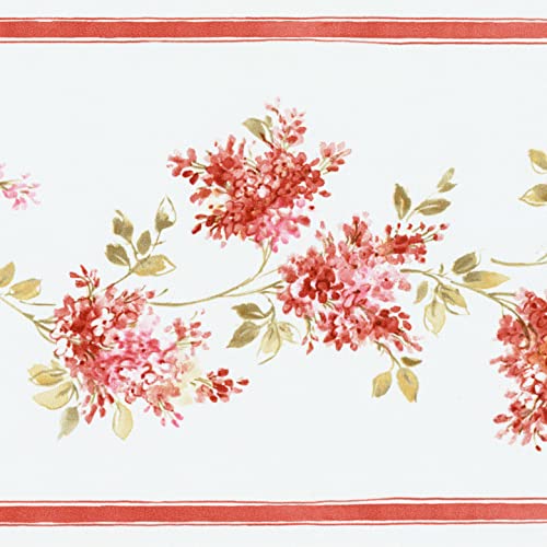 CONCORD WALLCOVERINGS ™ FK78461 Tapetenbordüre, Blumenmuster, Blumen, Blätter, Linien, für Landhaus, Schlafzimmer, Wohnzimmer, cremefarben, Rosa, Grün, 4,5 m x 14 cm von CONCORD WALLCOVERINGS