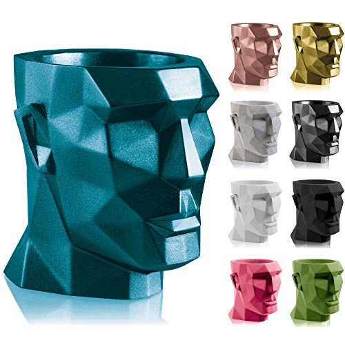 CONCRETTE Blumentopf aus Beton Apollo | Ø 14 cm | Blue Metallic | Zement-Pflanzkübel | Handgefertigt in der EU von CONCRETTE