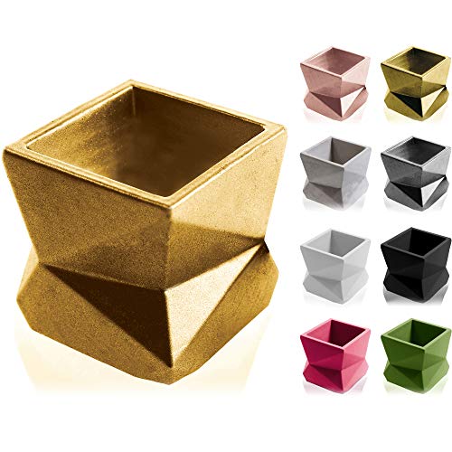 CONCRETTE Blumentopf Blumenkübel Zement-Pflanzkübel Übertopf aus Beton Modern No3 Ø 7,5 cm | 17 Farben, Gold, 9x9x9 cm, 5907699077533 CONCRETTE Blumentopf Blumenkübel Zement-Pflanzkübel Übertopf aus Beton Modern No3 Ø 7,5 cm | 17 Farben, Gold, 9x9x9 cm, 5907699077533 von CONCRETTE
