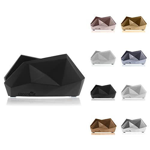 CONCRETTE Serviettenhalter aus Beton 15,5 x 8 x 7,8 cm - Schwarz Matt Serviettenspender - Serviettenständer - Servietten Halterung - Napkin Holder von CONCRETTE