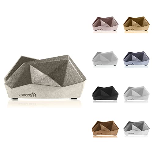 CONCRETTE Serviettenhalter aus Beton 15,5 x 8 x 7,8 cm - Messing Serviettenspender - Serviettenständer - Servietten Halterung - Napkin Holder von CONCRETTE