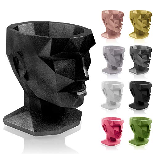 CONCRETTE Blumentopf Blumenkübel Zement-Pflanzkübel Übertopf aus Beton Aphrodite Ø 13 cm | 17 Farben, Black Metallic, 21x17x22 cm von CONCRETTE