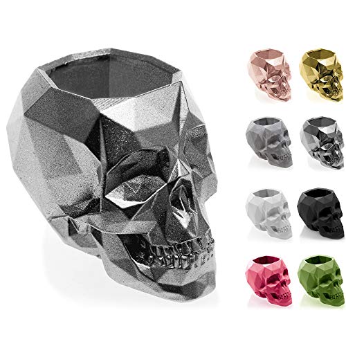 CONCRETTE Blumentopf Blumenkübel Zement-Pflanzkübel Übertopf aus Beton Skull Low-Poly Ø 5 cm Steel/Stahl von CONCRETTE