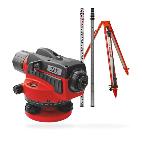 CONDTROL - Optisches Niveau-Set KITNIV-32 + 5 m Nivellierlatte + Aluminium-Stativ mit 5/8"-Gewinde - 32-facher Zoom - Einfache Nivellierung von CONDTROL