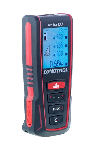 CONDTROL – VECTOR 100 Entfernungsmesser – Reichweite 0,05 bis 100 Meter – kontinuierliche präzise Messung – roter Laser – Bluetooth – 2+1 Jahr Garantie – Lieferung mit Zubehör von CONDTROL