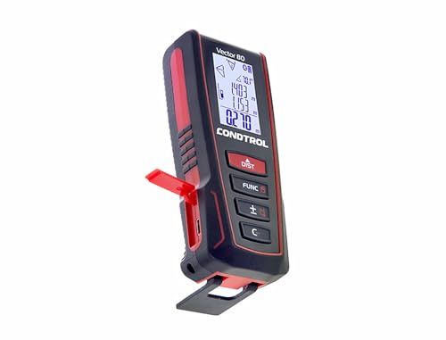 CONDTROL – VECTOR 80 Entfernungsmesser – Reichweite 0,05 bis 80 Meter – kontinuierliche präzise Messung – roter Laser – Bluetooth – 2+1 Jahr Garantie – Lieferung mit Zubehör von CONDTROL