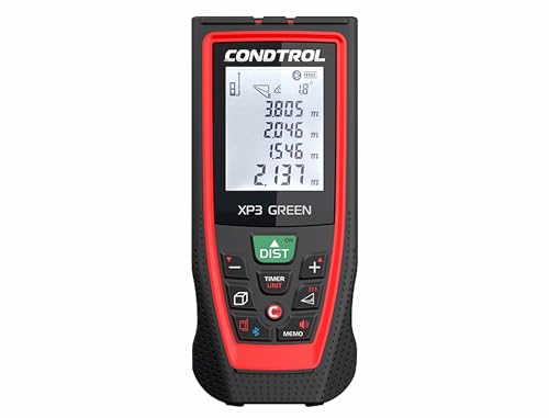 CONDTROL – XP3 GREEN Entfernungsmesser – Reichweite 0,05 bis 120 m – deutlich sichtbarer grüner Strahl – 30 Wertespeicher – Bluetooth – 2+1 Jahr Garantie – Lieferung mit Zubehör von CONDTROL