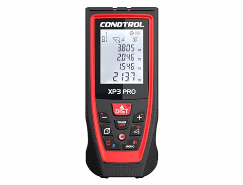 CONDTROL – XP3 PRO Entfernungsmesser – Reichweite 0,05 bis 120 m – 4-zeiliges Display mit Hintergrundbeleuchtung – Speicher für 30 Werte – Bluetooth – 2+1 Jahr Garantie – Lieferung mit Zubehör von CONDTROL