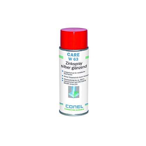 CARE W 63 Zinkspray silberglänzend 400ml Spraydose einsetzbar bis +250 Gr.C von CONEL