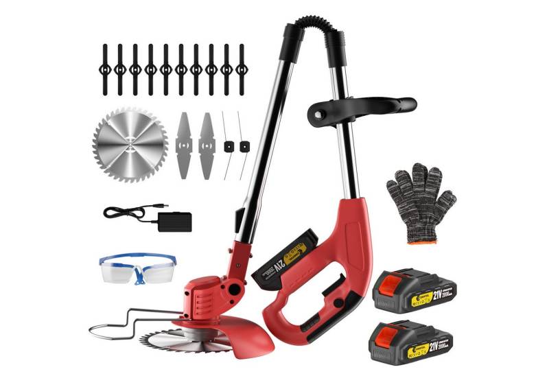 CONENTOOL Akku-Rasentrimmer 21V Rasentrimmer mit Akku und Ladegerät, 15 cm Arbeitsbreite Messer, Trimmer Freischneider Set, inkl. 2 Akkus 21V/2,0 Ah von CONENTOOL