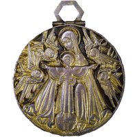 Maria Und Jesus Kind Bronze Krippenmedaillon, Fernand Py Wiegenmedaille, Babypartygeschenk von CONFIDIMUS