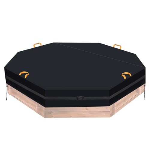 Wasserdicht Achteckige Sandkastenabdeckung mit 7M Winddicht Schnalle, 600D Oxford Outdoor Garten Sandkasten Pool Schutz Abdeckplane mit 4 reflektierenden Griffen und 2 Kordelzügen (213 x 200 x 23 cm) von CONFUTURY