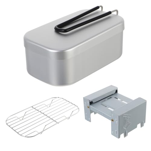 CONGARTENO Aluminiumlegierung Camping Faltbare Aufbewahrungsbox 3-teiliges Lunchbox-Set für den Außenbereich Dampfgarer Tragbares Camping-Küchenset von CONGARTENO