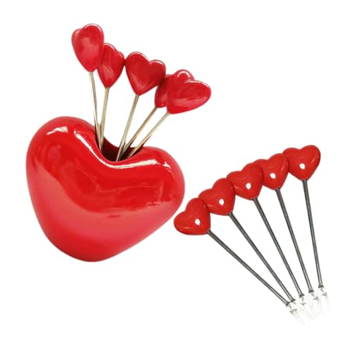 CONGARTENO 1 Satz Eisgabeln Obstzahnstocher Zahnstocher für Vorspeisen Spieß geformt Garnierpicks Gabeln Mini-Fruchtgabeln Meeresfrüchtegabeln Gabeln Masse Harz rot von CONGARTENO