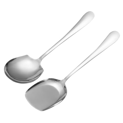 CONGARTENO 1 Satz Löffel servieren geschlitzt großer Löffel Utensilien Servierlöffel Büfett Küchenlöffel Esslöffel Servierbesteck Edelstahllöffel Rostfreier Stahl Silver von CONGARTENO