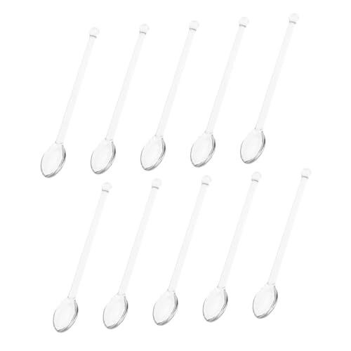 CONGARTENO 10 Stück Rührlöffel Aus Rührlöffel Aus Klarem Kreativer Kaffeelöffel Mini Kaffeelöffel Kaffee Schokoladenrührer Glaskaffee Rührer Transparent von CONGARTENO