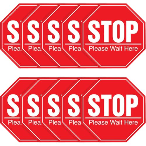CONGARTENO 10 Stück Stop Bitte An dieser Stelle Warten Aufkleber Rote Warnschilder Social Distancing Boden Wandaufkleber für Glatte Oberflächen im Innenbereich CONGARTENO 10 Stück Stop Bitte An dieser Stelle Warten Aufkleber Rote Warnschilder Social Distancing Boden Wandaufkleber für Glatte Oberflächen im Innenbereich von CONGARTENO