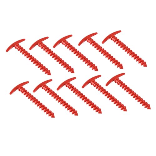 CONGARTENO 10 Stück Teiliges Hochfester Nylon zeltheringe Spiralförmige Bodenanker Rot Camping Zubehör Robust Strapazierfähig Für Outdoor Zelte und Garten von CONGARTENO