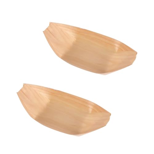 CONGARTENO 100 Stück Einweg Holztabletts aus Birkenholz Dekorative Bootsform Servierteller für Fingerfood Snacks Party Hochzeit Shower Natürlich Biologisch Abbaubar von CONGARTENO