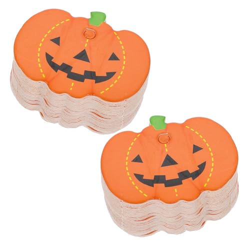 CONGARTENO 100 Stück Halloween Papieranhänger mit Kürbisdesign Dekorative und Partyetiketten Vorgestanzte Hängende Kürbisanhänger für Halloween Dekoration und Geschenkverpackung von CONGARTENO
