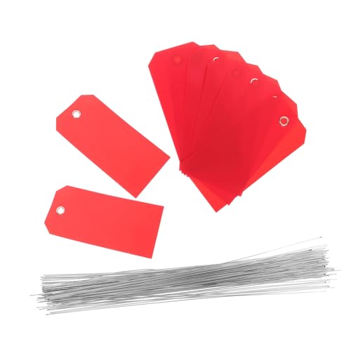 CONGARTENO 100 Stück Rote Beschreibbare PVC Transportetiketten mit Eisenkabel Wiederverwendbare Gepäckanhänger für Koffer Rucksäcke und Versand Vielseitige Kabel und Lagerkennzeichnung von CONGARTENO