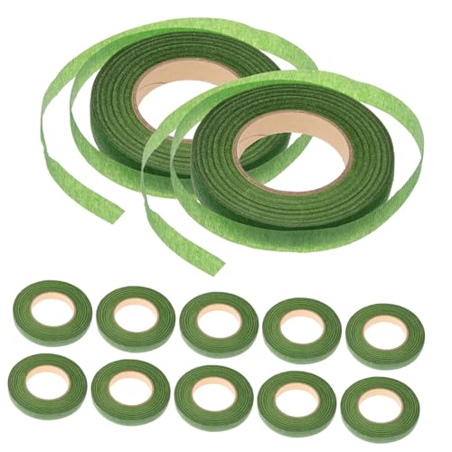 CONGARTENO 12 Rollen Floristenband Grün Klebeband mit Hoher Dehnbarkeit Strapazierfähiges DIY Blumensteckhilfe Tape für Blumensträuße Geschenkverpackung und Blumenarrangements von CONGARTENO