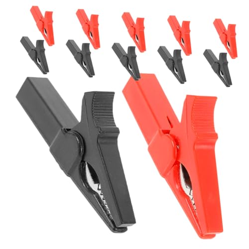 CONGARTENO 12 Stück Teilig Isolierte Batterie-klemmen aus Reinem Kupfer mit Starkem Federmechanismus Robuste Alligator-clips für Fahrzeugladegeräte Kompatibel mit Bananenstecker Rot und von CONGARTENO