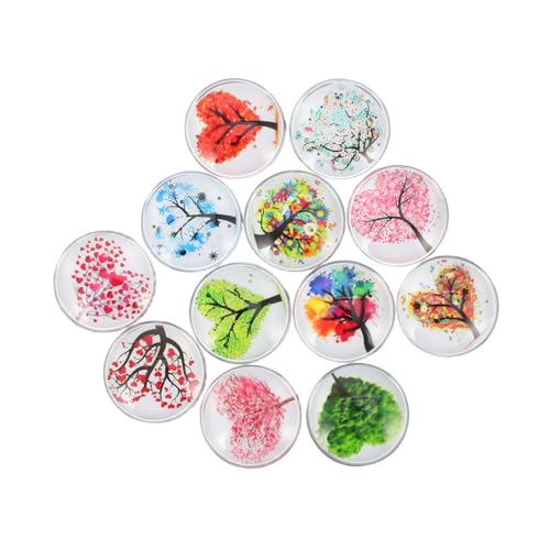 CONGARTENO 12 Stück Teiliges Herz Baum Kühlschrankmagnete aus Glas Starke Whiteboard Magnete für Büro Küche und Schrank Dekorative Liebesherz Magnete mit Kristallklarer Oberfläche Vielseitig von CONGARTENO