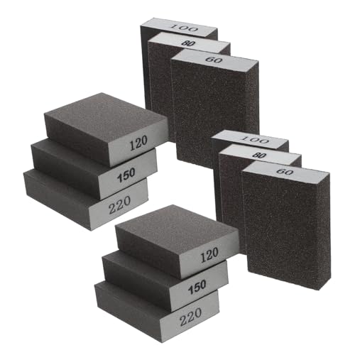 CONGARTENO 12 Stück Teiliges Schleifschwamm Körnungen Doppelseitige Schleifblöcke aus Flexiblem Schwamm Vielseitig für Holz Metall Trockenbau Grob bis Fein für Präzises Schleifen und Polieren von CONGARTENO