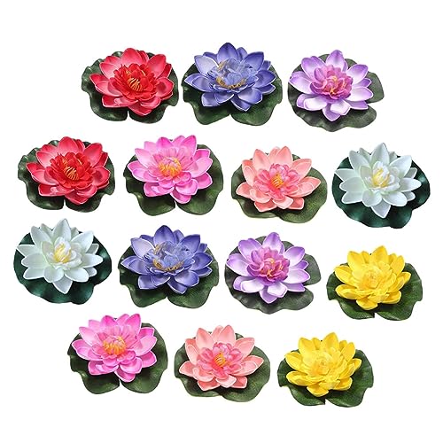 CONGARTENO 14 Stück Künstliche Lotusblumen Deko Teilig Simulierte Schwimmende Blumen für Teich Pool Lebendige Farben Blau Rot Gelb Weiß Hochwertige Gartendeko CONGARTENO 14 Stück Künstliche Lotusblumen Deko Teilig Simulierte Schwimmende Blumen für Teich Pool Lebendige Farben Blau Rot Gelb Weiß Hochwertige Gartendeko von CONGARTENO