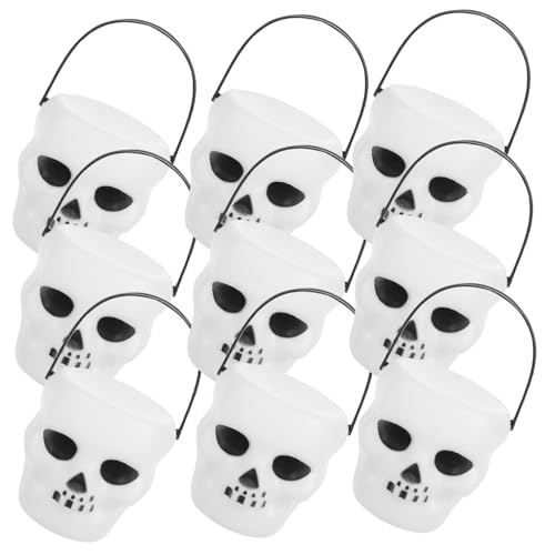 CONGARTENO 18 Stück Teiliges Halloween Kürbis Eimer aus Robustem Kunststoff Handlicher Süßigkeitenhalter mit Griff Kompakt und Bruchsicher für Halloween Partydeko und Süßigkeitenaufbewahrung von CONGARTENO