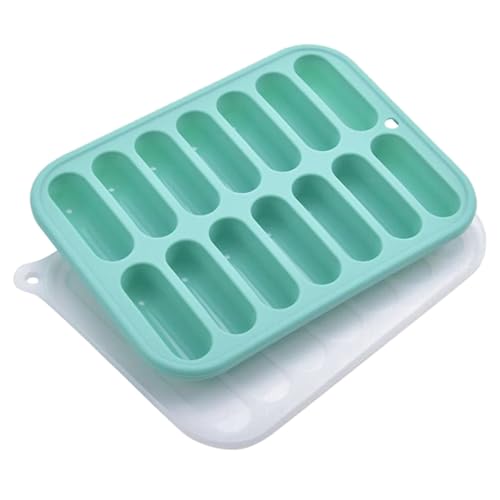 CONGARTENO 1Stück Eiswürfelbehälter aus Silikon mit Deckel Multifunktionale Eisform für Wurst und Backen für Gefrierschrank und Mikrowelle von CONGARTENO