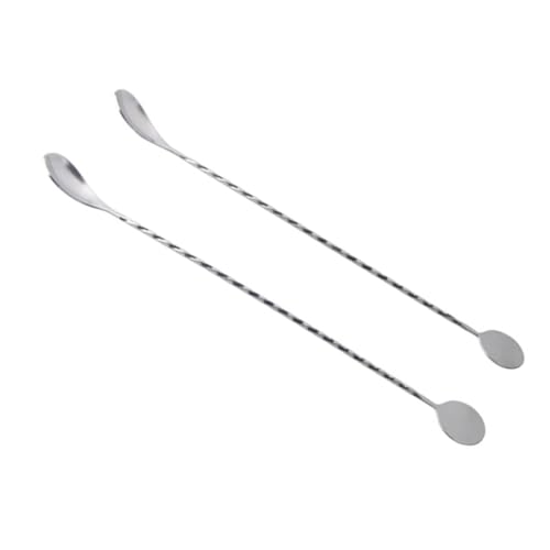 CONGARTENO 2 STÜCK Edelstahl Cocktail Rührstäbe Gedrehtes Design Langes Bar löffel Werkzeug für Barkeeper Stabiler Leicht zu Reinigender Cocktail stick für Shaker und Gläser Wiederverwendbar von CONGARTENO