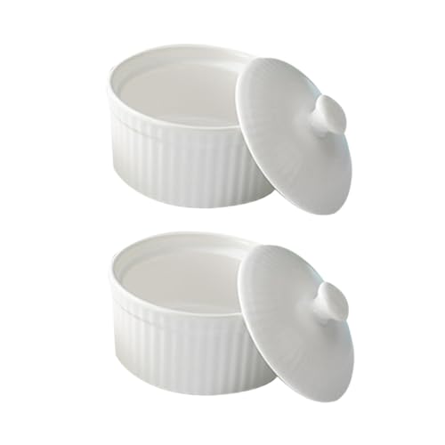CONGARTENO 2 STÜCK Keramik Backschalen Weiß Hochtemperaturbeständig Kleine Dessertschalen für Pudding Mousse Kuchen Backen und Servieren von CONGARTENO