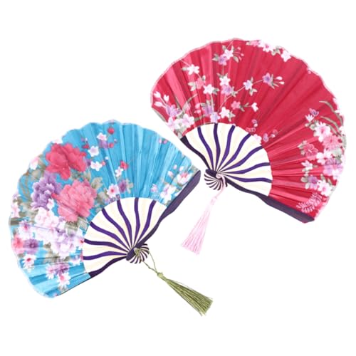 CONGARTENO 2 STÜCK Teiliges Damen Faltfächer aus mit Muschelverzierung Chinesischer Stil Kleine Dekorative Handfächer als für Freundinnen Blau Weißer Griff Einzigartiges Ornament von CONGARTENO