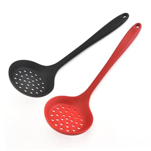 CONGARTENO 2 STÜCK Teiliges Silikonsieb und Schöpflöffel Lebensmittelecht Hitzebeständig Antihaftbeschichtet Ergonomisch zum Abseihen von Suppe Hot Pot und Öl Küchenutensil für Zuhause und von CONGARTENO