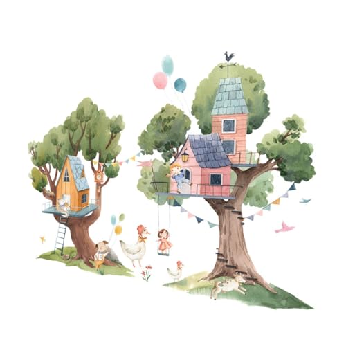 CONGARTENO 2 Stück Cartoon Tier Wandsticker Selbstklebende Wanddeko Baum Haus Kinderzimmer Wohnzimmer Schlafzimmer Wohnkultur Einfache Anbringung Rückstandsfrei CONGARTENO 2 Stück Cartoon Tier Wandsticker Selbstklebende Wanddeko Baum Haus Kinderzimmer Wohnzimmer Schlafzimmer Wohnkultur Einfache Anbringung Rückstandsfrei von CONGARTENO