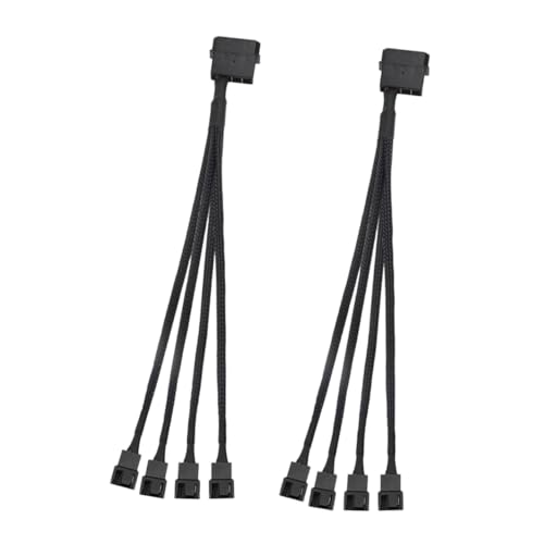 CONGARTENO 2 Stück Fan Adapter Kabel zu Y Splitter Verlängerung für Atx Gehäuse Hochwertiges Sleeved Kabel Mainboard für PC Lüfter Erweiterung von CONGARTENO