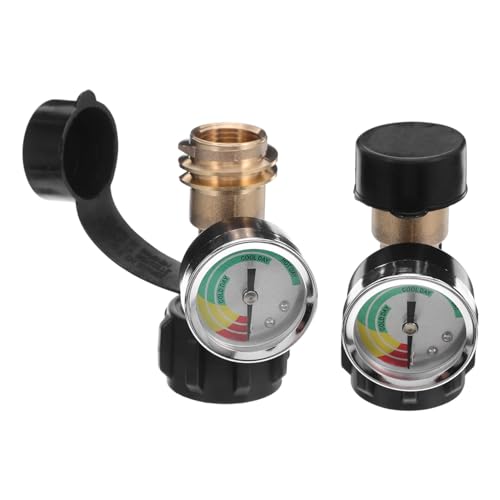 CONGARTENO 2 Stück Gasflaschen Adapter mit Manometer Messing Tankdruckanzeige Anschluss Gasdruck-messgerät für Camping Grill BBQ Heizgeräte Sicher und Langlebig von CONGARTENO